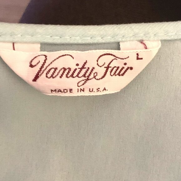 Vintage Vanity Fair Mint Green Lingerie Pegnior Top Button Up L Lace Embroidered - Picture 7 of 7